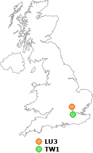 map showing distance between LU3 and TW1