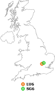 map showing distance between LU6 and SG6