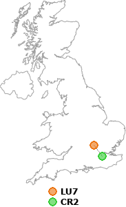 map showing distance between LU7 and CR2