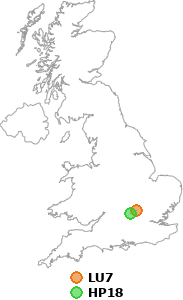 map showing distance between LU7 and HP18