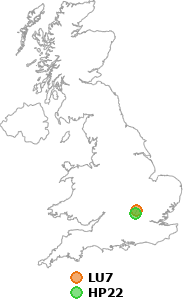 map showing distance between LU7 and HP22