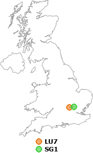 map showing distance between LU7 and SG1