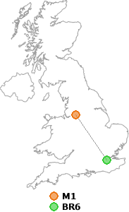 map showing distance between M1 and BR6