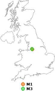 map showing distance between M1 and M3