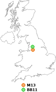 map showing distance between M13 and BB11