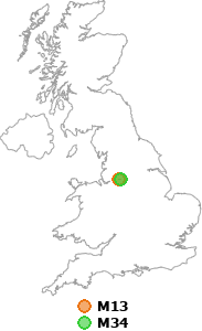 map showing distance between M13 and M34