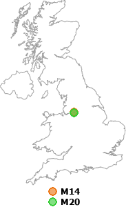 map showing distance between M14 and M20