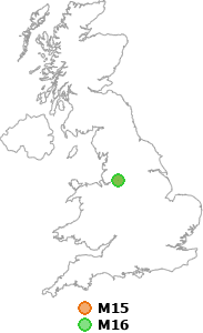 map showing distance between M15 and M16