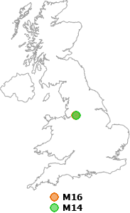 map showing distance between M16 and M14