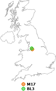 map showing distance between M17 and BL3