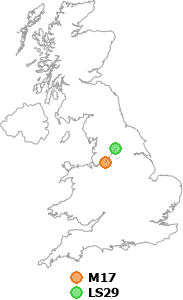 map showing distance between M17 and LS29