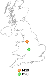 map showing distance between M19 and B90