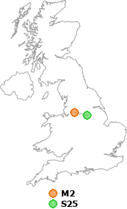 map showing distance between M2 and S25