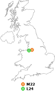 map showing distance between M22 and L24