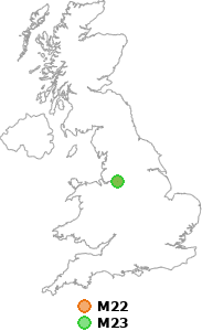 map showing distance between M22 and M23