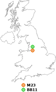 map showing distance between M23 and BB11