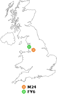 map showing distance between M24 and FY6