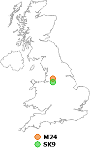 map showing distance between M24 and SK9