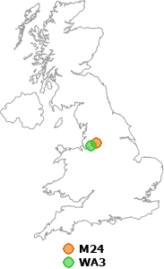 map showing distance between M24 and WA3
