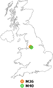 map showing distance between M26 and M40