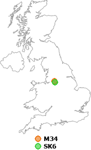 map showing distance between M34 and SK6