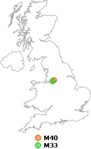 map showing distance between M40 and M33