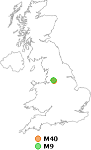 map showing distance between M40 and M9