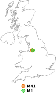 map showing distance between M41 and M1