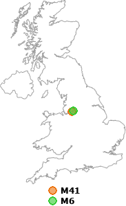 map showing distance between M41 and M6