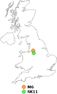 map showing distance between M6 and SK11