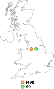 map showing distance between M90 and S9