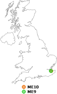 map showing distance between ME10 and ME9