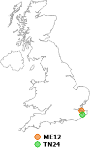 map showing distance between ME12 and TN24