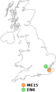 map showing distance between ME15 and EN8