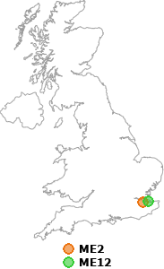 map showing distance between ME2 and ME12