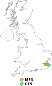 map showing distance between ME3 and CT5
