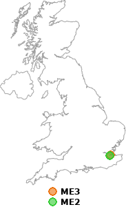 map showing distance between ME3 and ME2