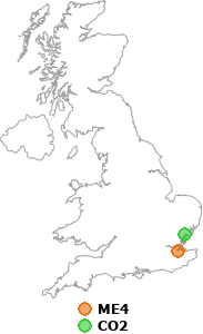map showing distance between ME4 and CO2