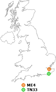 map showing distance between ME4 and TN33