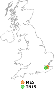 map showing distance between ME5 and TN15