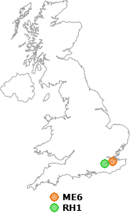 map showing distance between ME6 and RH1