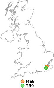 map showing distance between ME6 and TN9