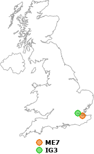 map showing distance between ME7 and IG3