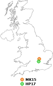 map showing distance between MK15 and HP17