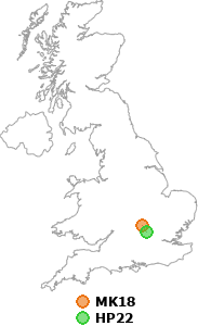 map showing distance between MK18 and HP22