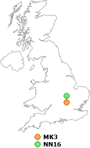 map showing distance between MK3 and NN16