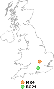 map showing distance between MK4 and RG24