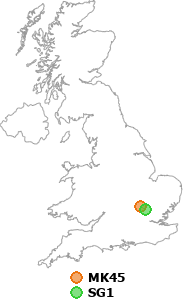 map showing distance between MK45 and SG1