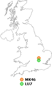 map showing distance between MK46 and LU7