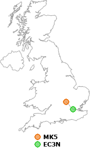 map showing distance between MK5 and EC3N